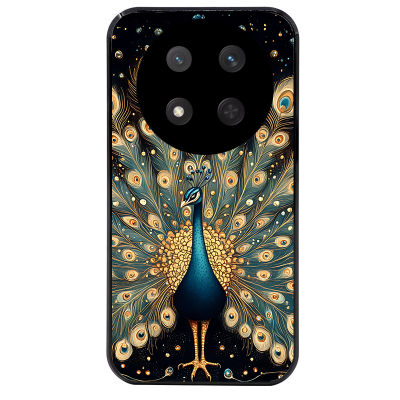 Coque noire taperso pour Magic 7 LITE et PRO avec motif paon mandala protection antichoc personnalisée