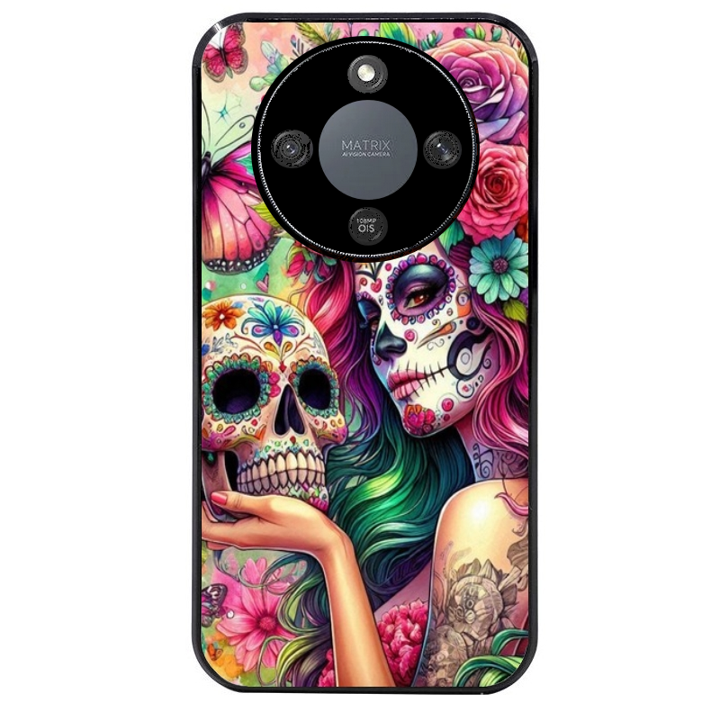 Coque noire taperso pour Magic 5 6 LITE et PRO avec motif tete de mort calavera skull protection antichoc personnalisée