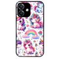 Coque noire taperso pour OPPO A40 avec motif licorne arc en ciel protection antichoc personnalisée