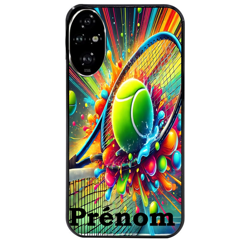 Coque noire taperso pour Honor 200 et Lite Pro Smart avec motif tennis color personnalisee protection antichoc personnalisée