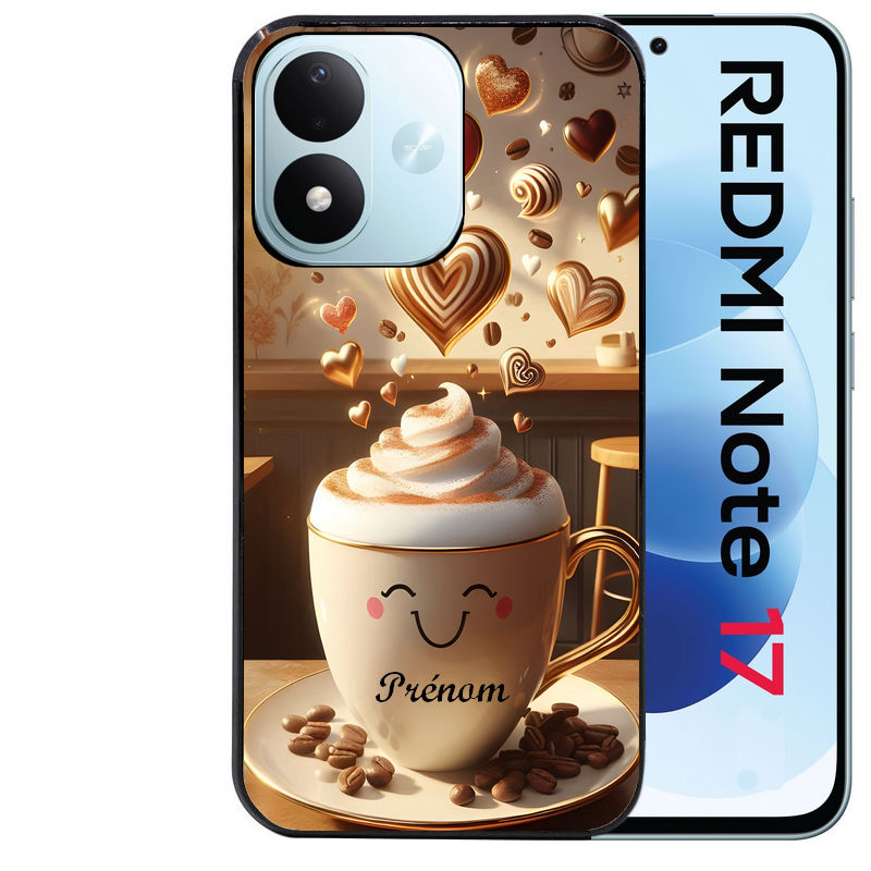 Coque pour Redmi Note 17 et PRO 4G 5G Max personnalisée cafe love morning
