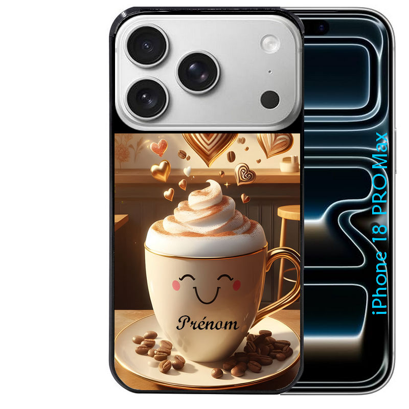 Coque pour Iphone 18 / PRO / PRO MAX / 18E personnalisée cafe love morning