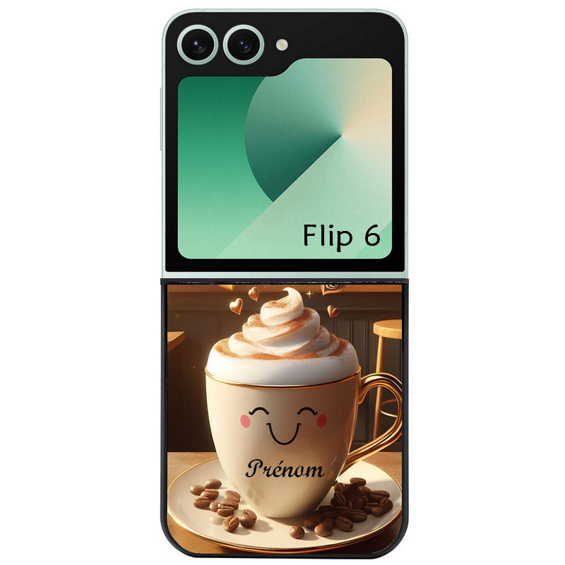Coque pour Z FLIP 6 7 8 personnalisée cafe love morning