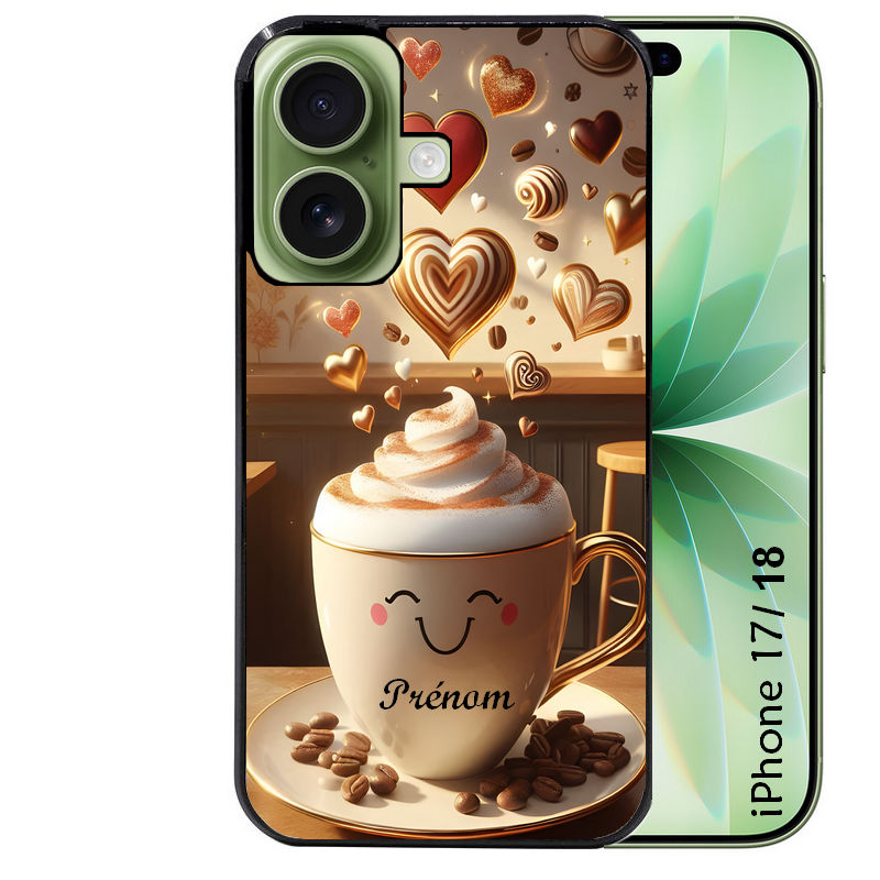 Coque pour Iphone 18 / PRO / PRO MAX / 18E personnalisée cafe love morning
