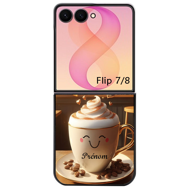 Coque pour Z FLIP 6 7 8 personnalisée cafe love morning