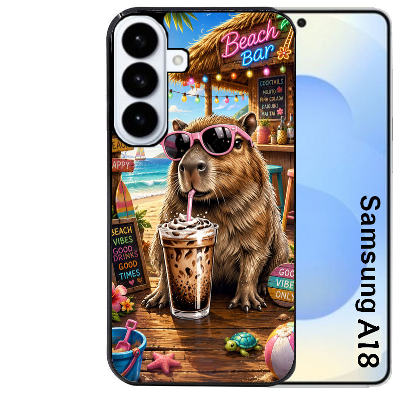Coque pour Galaxy A08 A18 A28 A38 A58 capybara beach
