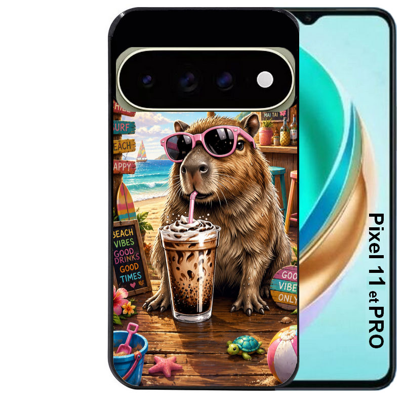 Coque pour Pixel 10 / 11 / PRO / XL capybara beach