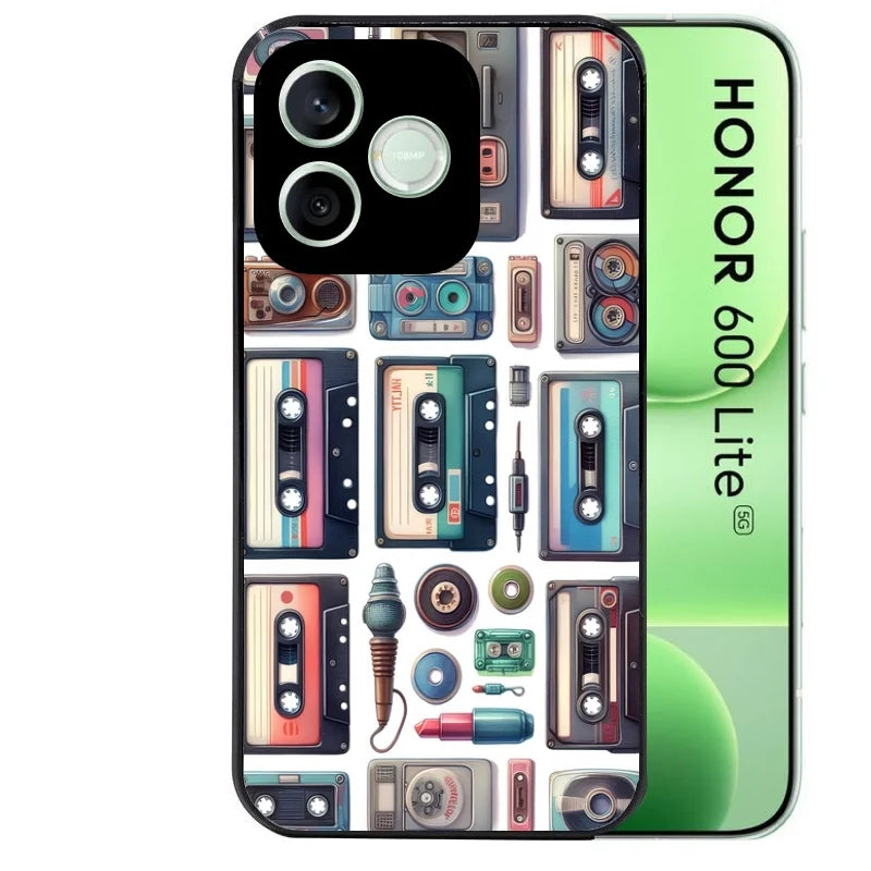 Coque noire pour Honor 600 LITE avec motif cassette multi protection antichoc personnalisée