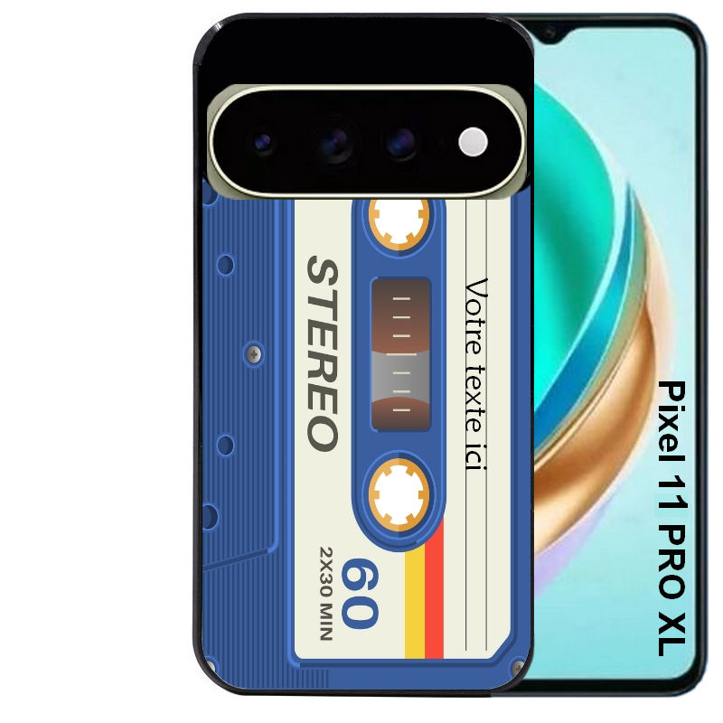 Coque pour Pixel 10 / 11 / PRO / XL personnalisée cassette bleu