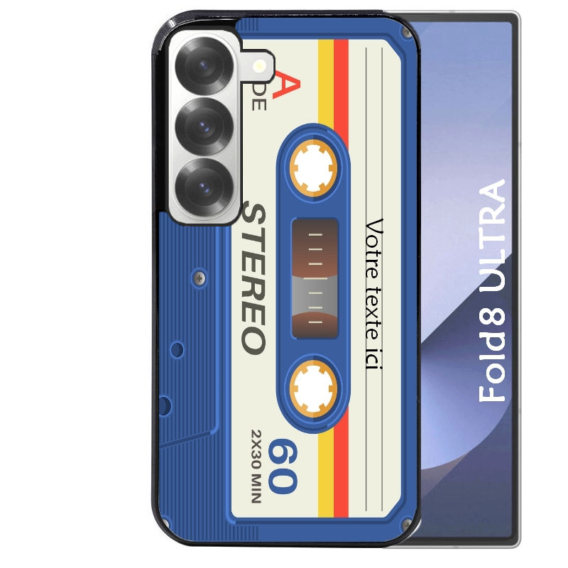 Coque pour Z Fold 8 / ULTRA personnalisée cassette bleu