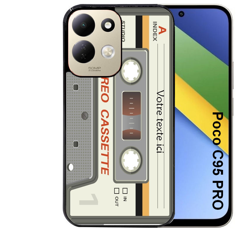 Coque pour POCO C95 PRO personnalisée cassette grise