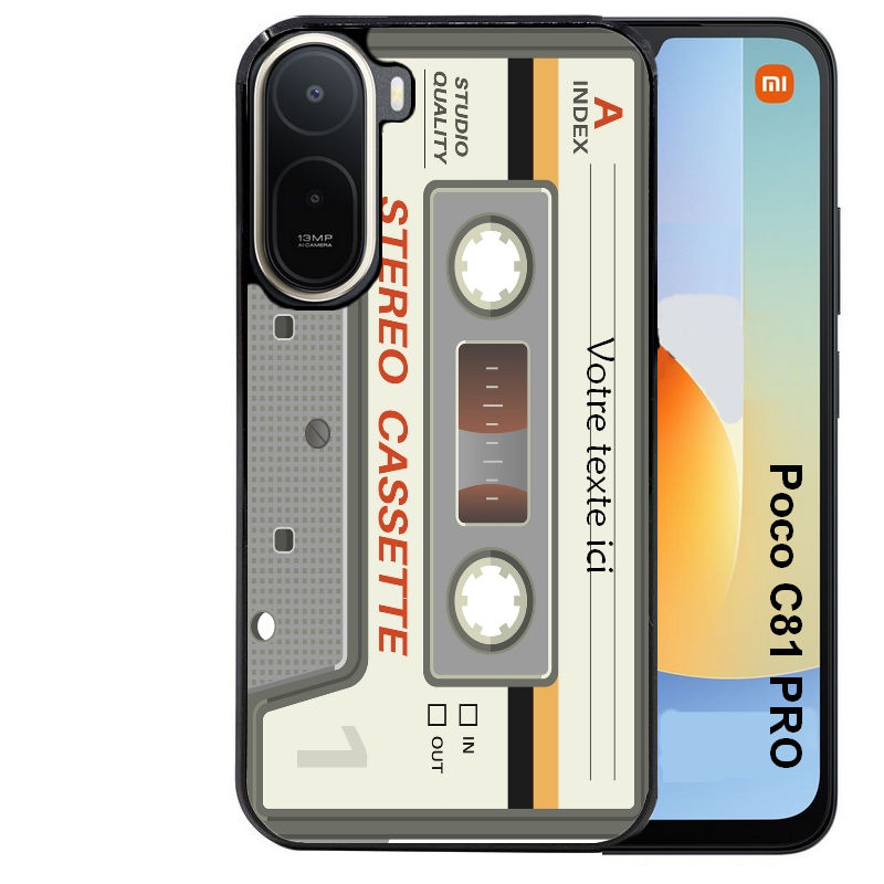 Coque pour POCO C81 PRO personnalisée cassette grise