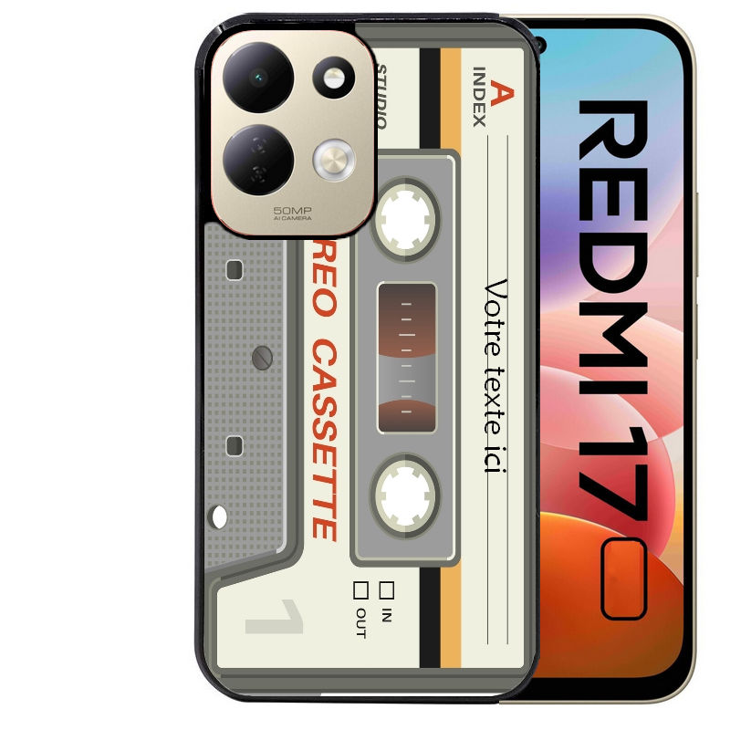 Coque pour Redmi 17 et 17C 4G 5G personnalisée cassette grise