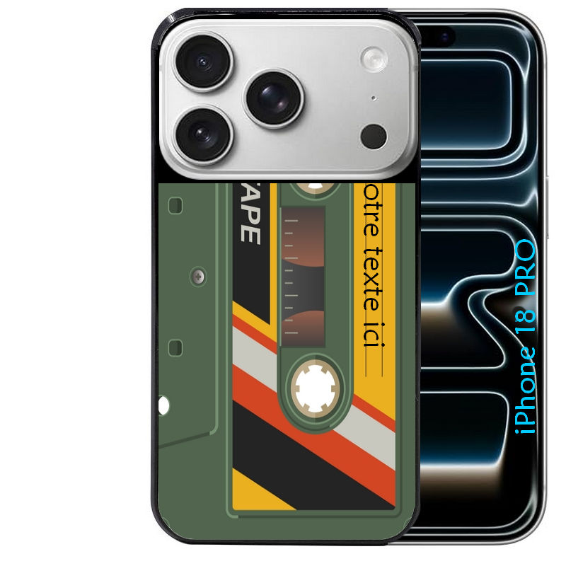 Coque pour Iphone 18 / PRO / PRO MAX / 18E personnalisée cassette kaki