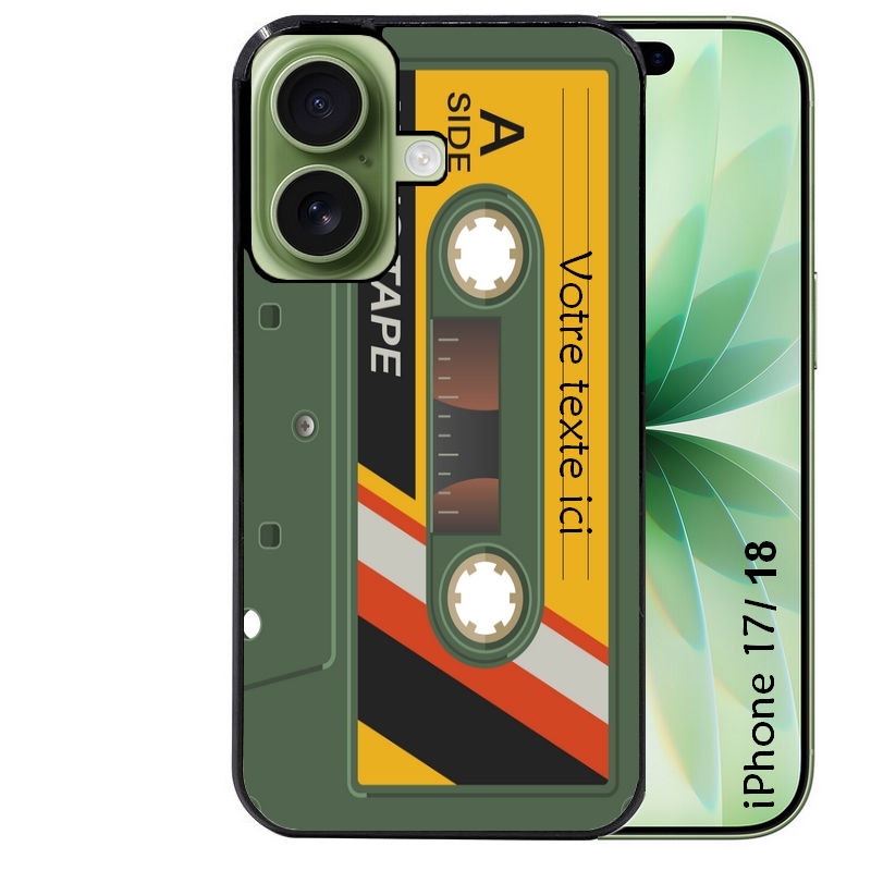 Coque pour Iphone 18 / PRO / PRO MAX / 18E personnalisée cassette kaki
