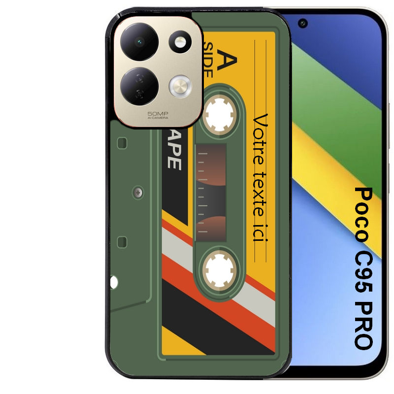 Coque pour POCO C95 PRO personnalisée cassette kaki