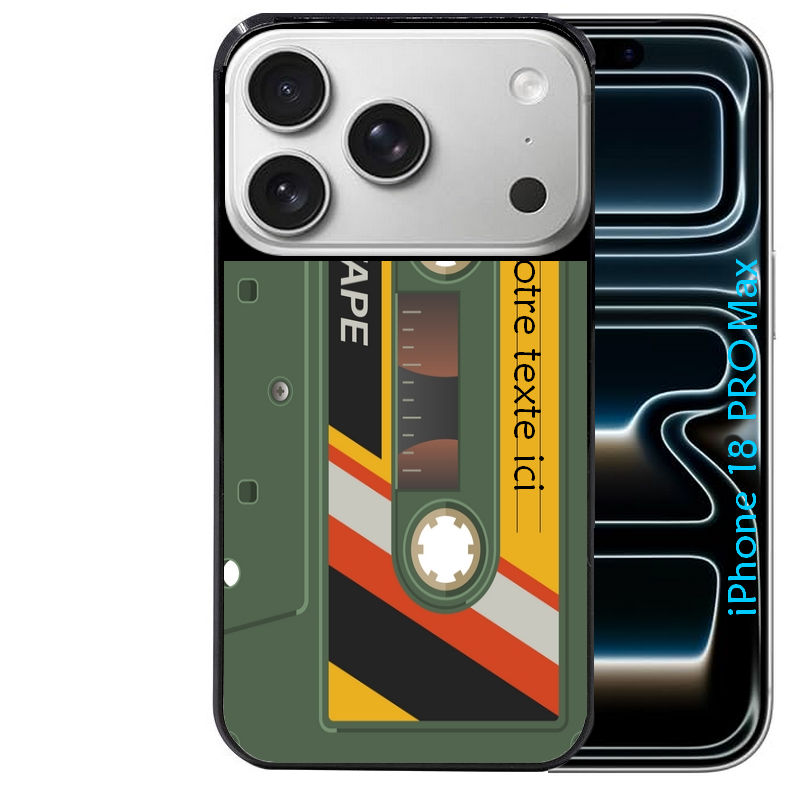 Coque pour Iphone 18 / PRO / PRO MAX / 18E personnalisée cassette kaki