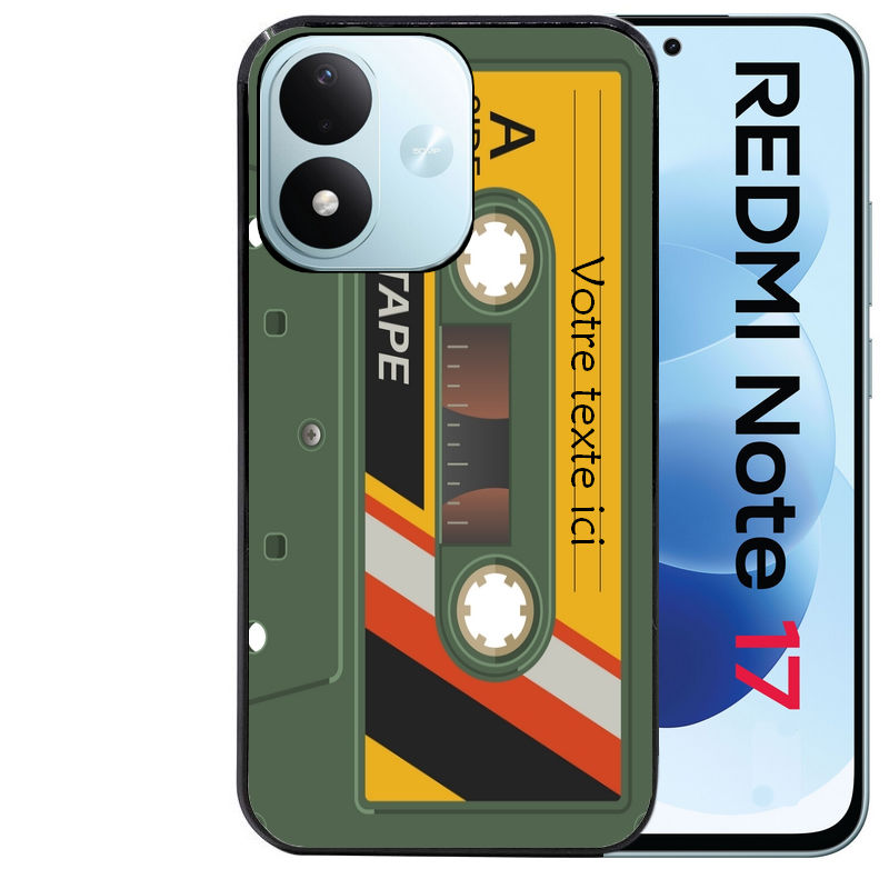 Coque pour Redmi Note 17 et PRO 4G 5G Max personnalisée cassette kaki