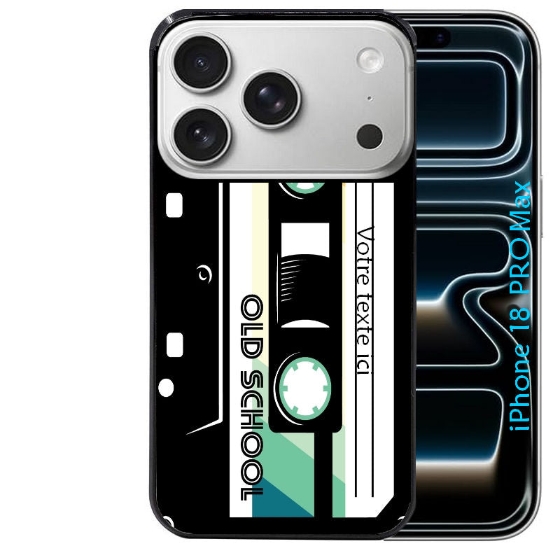 Coque pour Iphone 18 / PRO / PRO MAX / 18E personnalisée cassette avec votre texte