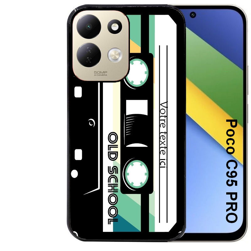 Coque pour POCO C95 PRO personnalisée cassette avec votre texte