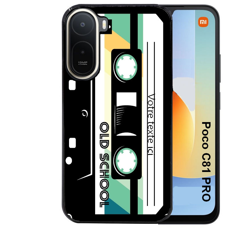 Coque pour POCO C81 PRO personnalisée cassette avec votre texte