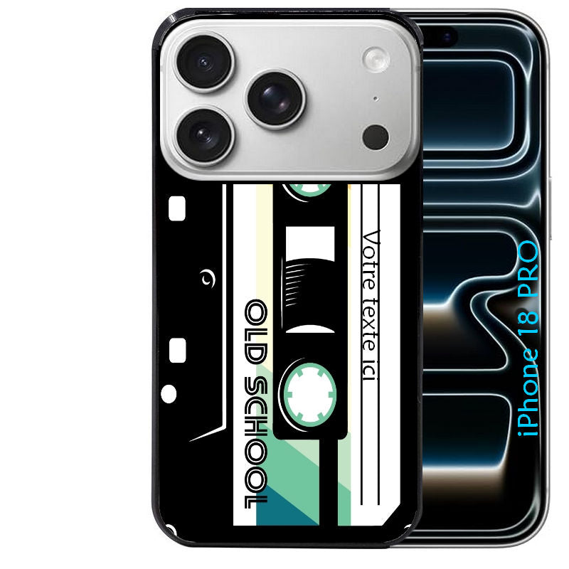 Coque pour Iphone 18 / PRO / PRO MAX / 18E personnalisée cassette avec votre texte