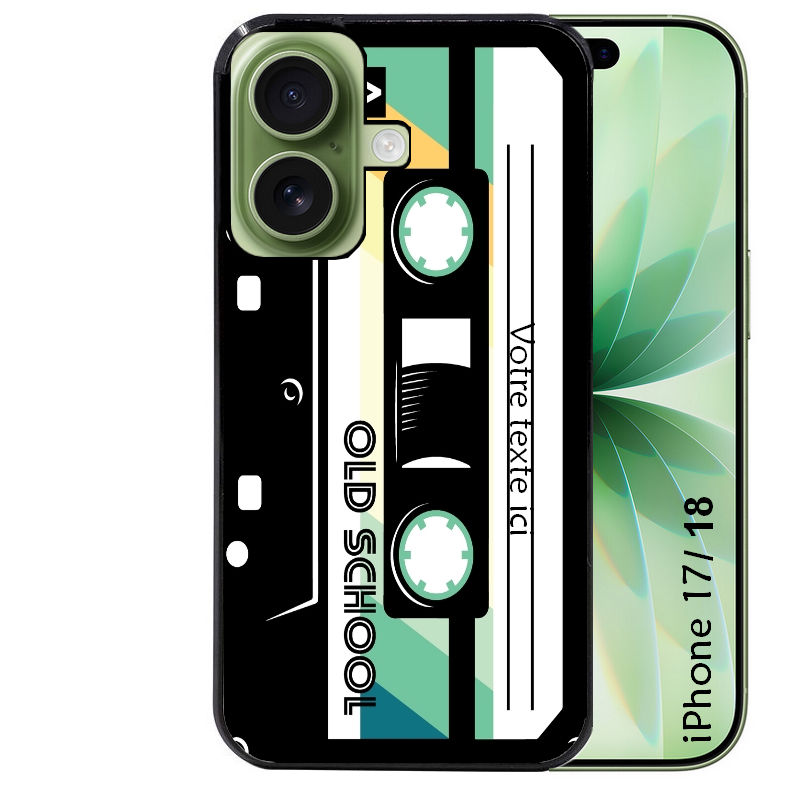 Coque pour Iphone 18 / PRO / PRO MAX / 18E personnalisée cassette avec votre texte