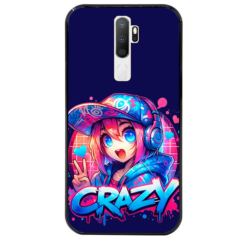 Coque noire taperso pour OPPO A5 A9 2020 avec motif anime crazy protection antichoc personnalisée