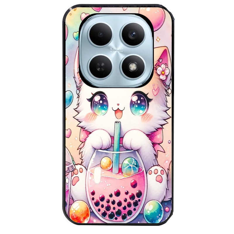 Coque noire taperso pour POCO M8 5G et PRO 5G avec motif chat bubble style manga protection antichoc personnalisée