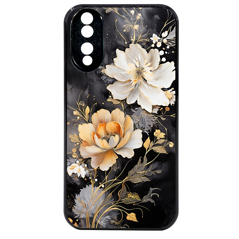 Coque noire taperso pour Honor 70 LITE 90 et LITE avec motif fleur blanche protection antichoc personnalisée