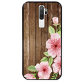 Coque noire taperso pour OPPO A5 A9 2020 avec motif bois avec fleur rose protection antichoc personnalisée