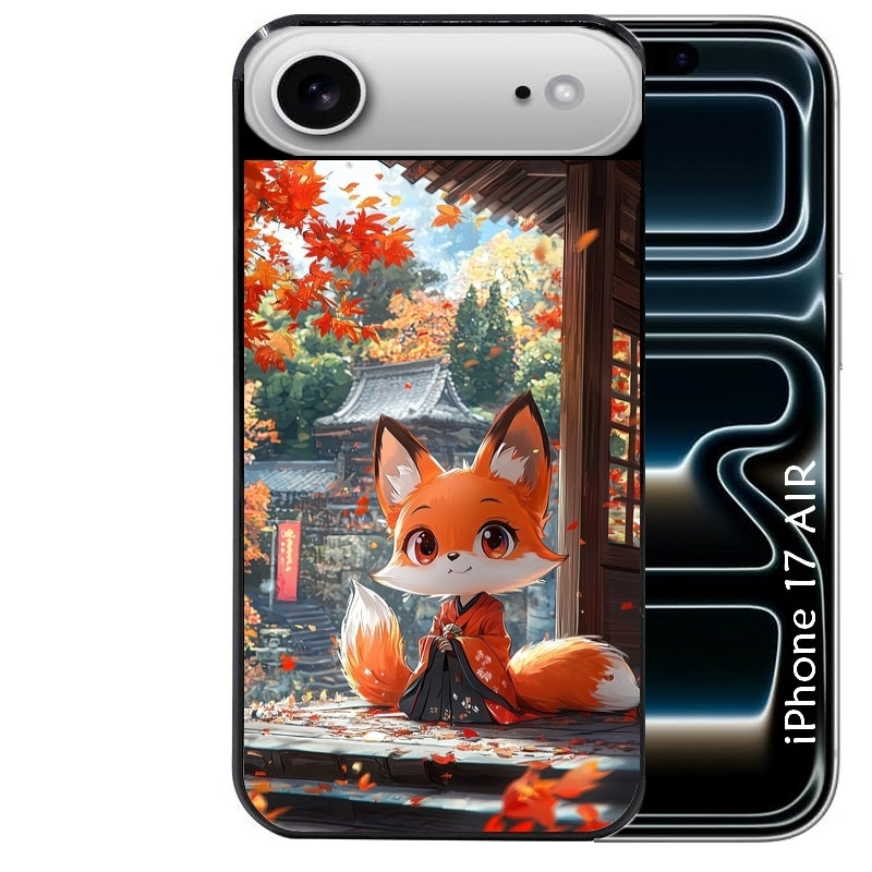 Coque noire taperso pour Iphone 17 17E AIR MAX PRO avec motif renard et fox anime protection antichoc personnalisée