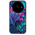 Coque noire taperso pour Redmi A3 avec motif tropical violet et des fleurs protection antichoc personnalisée