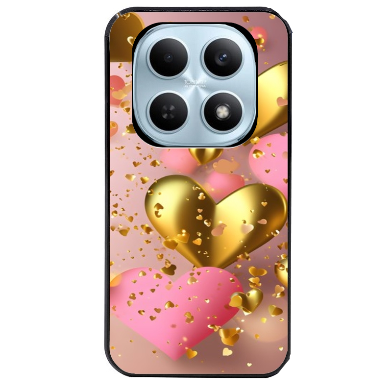 Coque noire taperso pour POCO M8 5G et PRO 5G avec motif coeur rose protection antichoc personnalisée