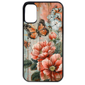 Coque noire taperso pour Moto E13 E14 E15 avec motif bois et papillon 3 protection antichoc personnalisée