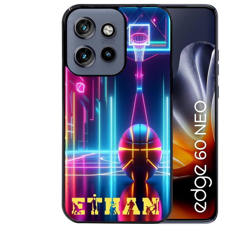 Coque noire taperso pour Moto Edge 60 et Neo Fusion Pro avec motif basket electro personnalisee protection antichoc personnalisée