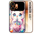 Coque noire taperso pour Honor 600 et 600 PRO avec motif chat bubble style manga protection antichoc personnalisée