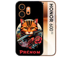 Coque noire taperso pour Honor 600 et 600 PRO avec motif chat carpe koii japan protection antichoc personnalisée