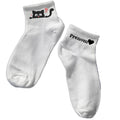 Chaussette courte personnalisée chat coeur disponible en blanc, rose, vert, jaune, violet et bleu