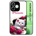 Coque noire pour Honor 600 LITE avec motif chat fleurs personnaliséee protection antichoc personnalisée