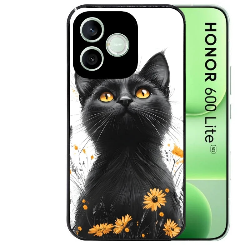 Coque noire pour Honor 600 LITE avec motif chat eyes protection antichoc personnalisée