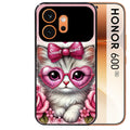 Coque noire taperso pour Honor 600 et 600 PRO avec motif chat lunettes protection antichoc personnalisée