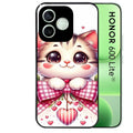 Coque noire pour Honor 600 LITE avec motif chat noeud et coeur protection antichoc personnalisée