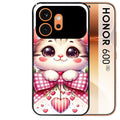 Coque noire taperso pour Honor 600 et 600 PRO avec motif chat noeud et coeur protection antichoc personnalisée