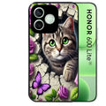 Coque noire pour Honor 600 LITE avec motif chat papillon 3 protection antichoc personnalisée