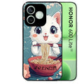 Coque noire pour Honor 600 LITE avec motif chat ramen cerisier protection antichoc personnalisée