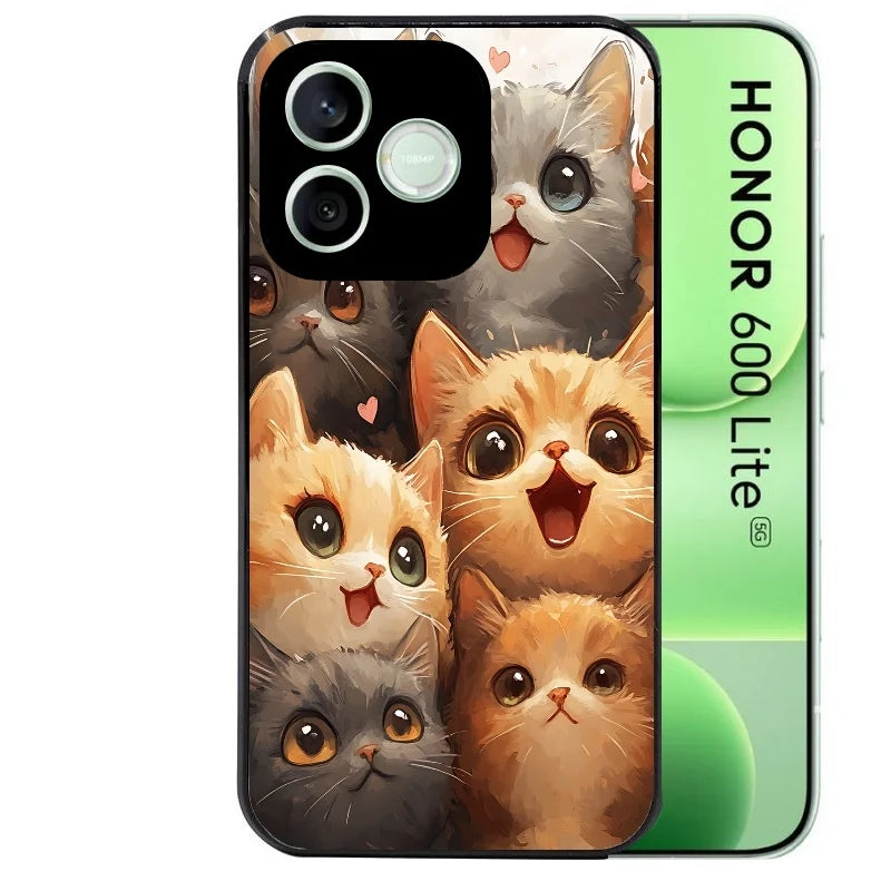 Coque noire pour Honor 600 LITE avec motif chat smile protection antichoc personnalisée