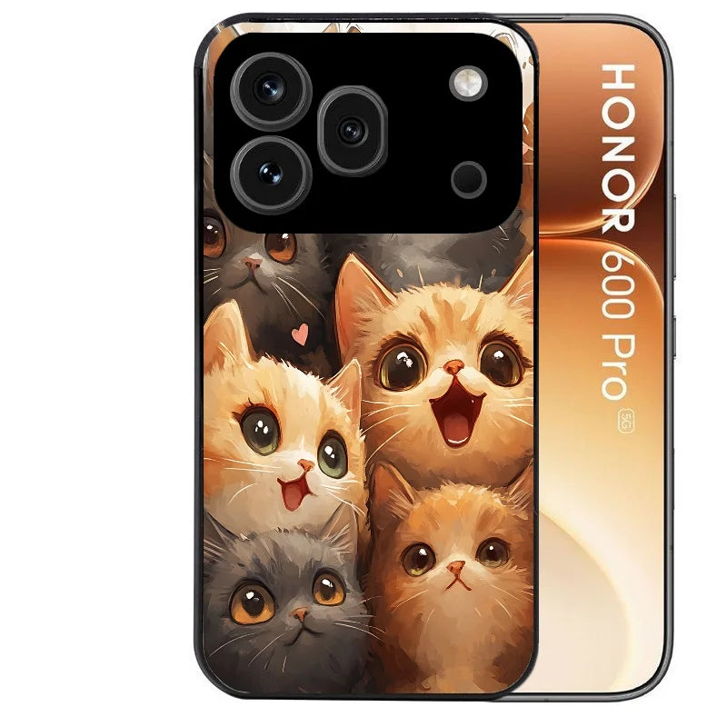 Coque noire taperso pour Honor 600 et 600 PRO avec motif chat smile protection antichoc personnalisée