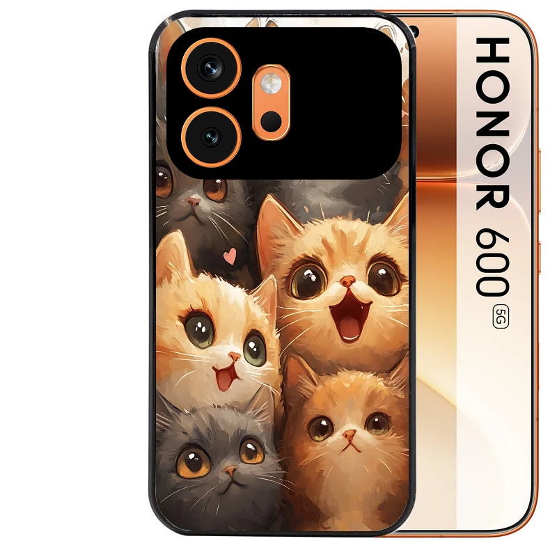 Coque noire taperso pour Honor 600 et 600 PRO avec motif chat smile protection antichoc personnalisée