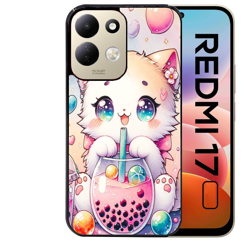 Coque pour Redmi 17 et 17C 4G 5G chat bubble manga
